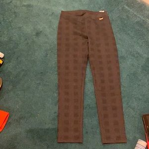 Calvin Klein pull on charcoal grey plaid pants Sm petite